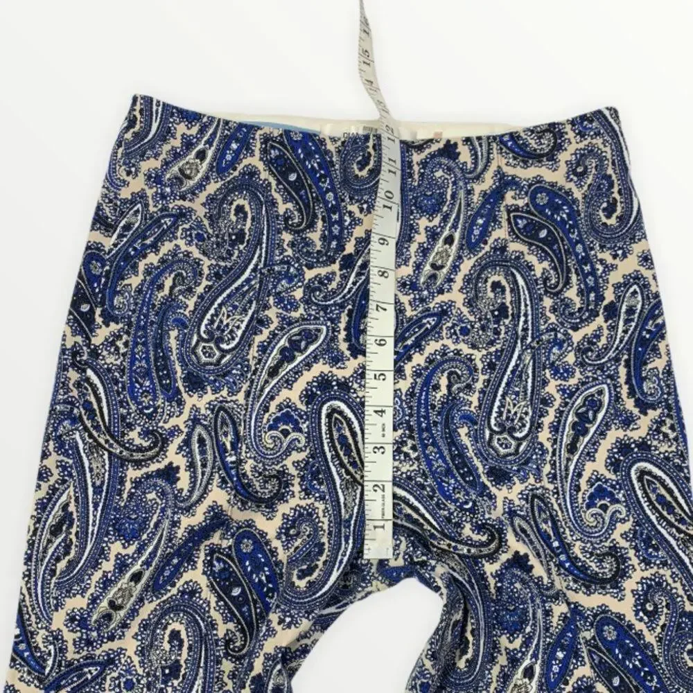 Diane Von Furstenberg Navy Blue Paisley Skinny Trouser Pants Size 6 - Picture 9 of 10